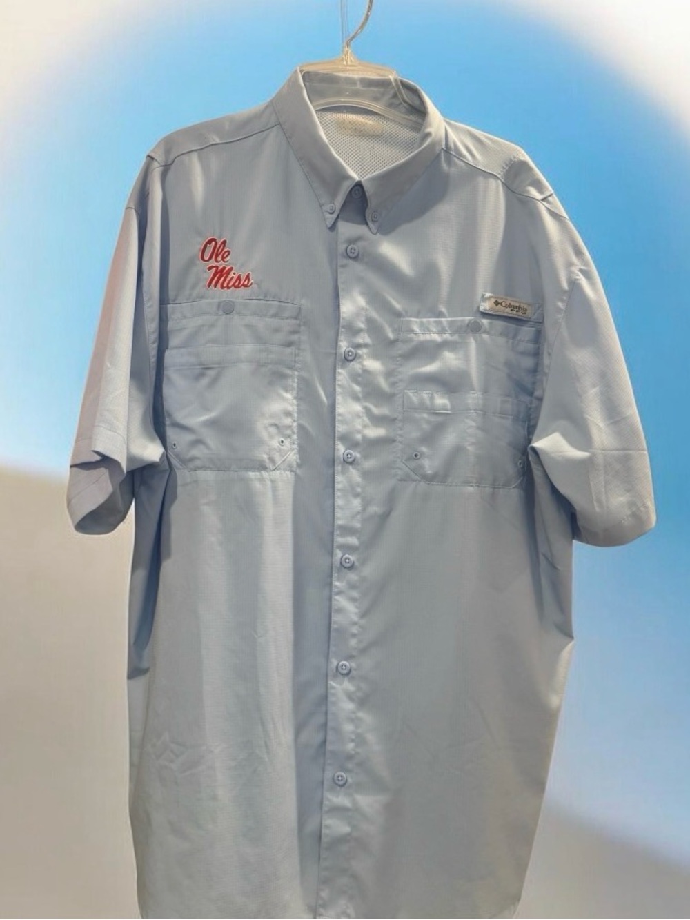 Columbia OLE MISS REBELS powder blue SHIRT MEN’s top size XL
